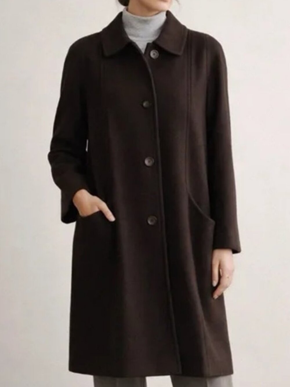 Zacks wool blend long coat chocolate brown women's size 10